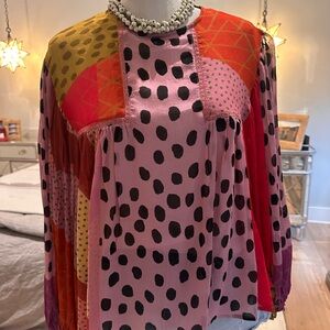 Blank London for Anthropologie Pink patterned blouse XS